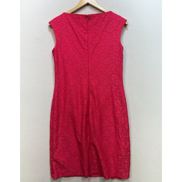 NWT Chaps Women Lace Sheath Dress Size 8 Calypso Coral Sleeveless Party Workwear - Picture 11 of 13